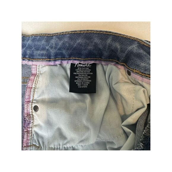 Nanette Lepore Denim Crop Cuffed Skinny Jeans Size 10 Distressed Medium Wash - Picture 9 of 10